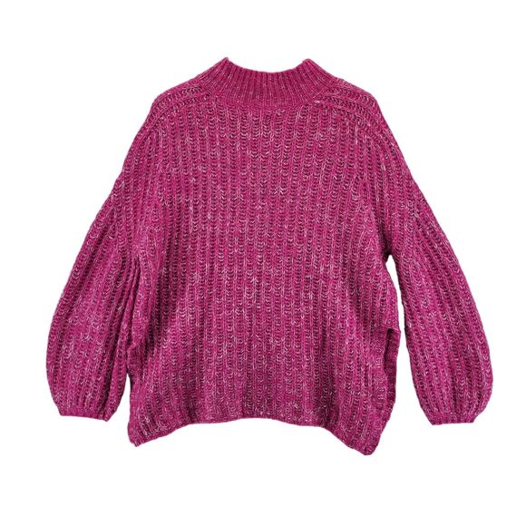 Anthropologie Pilcro Textured Tunic Sweater Size Small Oversized Pink White - Picture 3 of 11